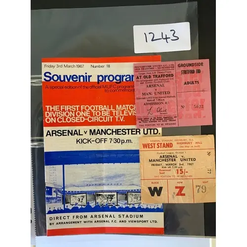66/67 Arsenal v Manchester United Football Tickets: From Man...