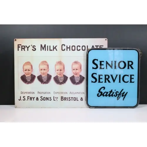 Senior Service Satisfy cigarette advertising sign, having ca...