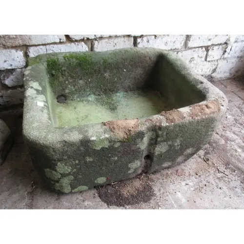 Antique heavy rectangular stone sink, 48 x 58cm x 22cm high