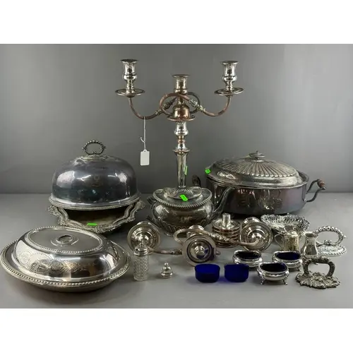 Silver Plate: a Sheffield Plate three sconce candelabrum wit...