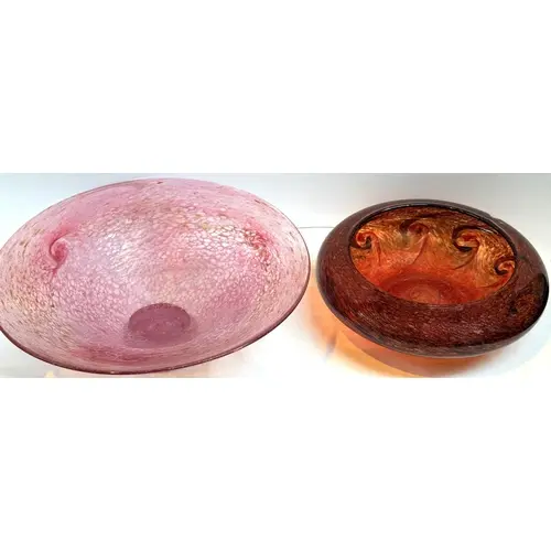 Two pieces of studio glass comprising:- a Monart-style shall...