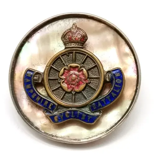 Hampshire Cyclist Battalion silver rim sweetheart brooch - 2...