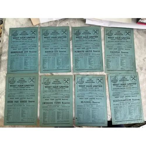 47/48 West Ham Home Reserves Football Programmes: Only South...