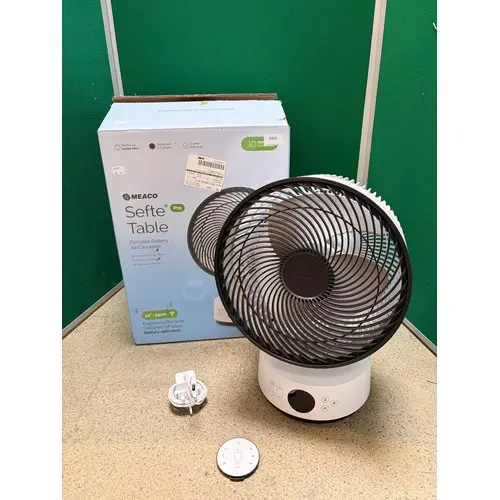 A Meaco Sefte desktop air circulator with remote and charger...
