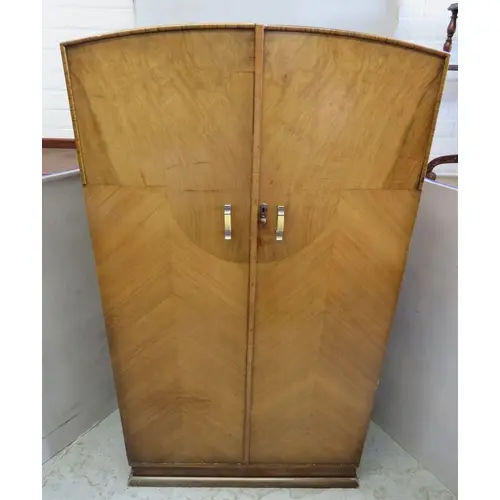 Art Deco 2 Door Wardrobe/Armoire, walnut veneer, domed top, ...
