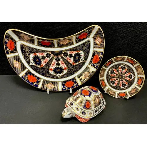 Royal Crown Derby - an Imari paperweight, as a tortoise, sil...