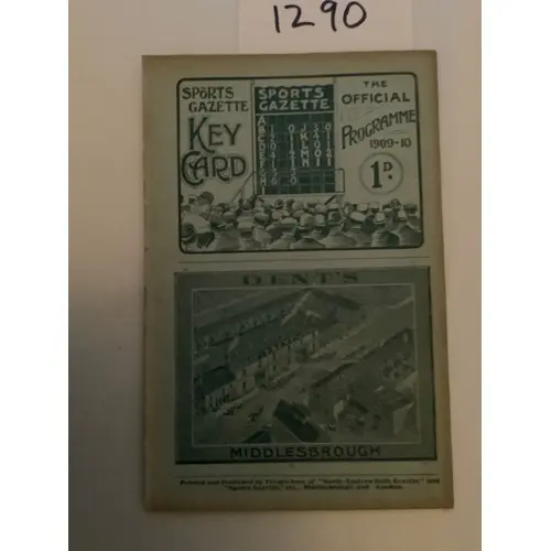 1909 - 1910 Middlesbrough v Chelsea Football Programme: Firs...