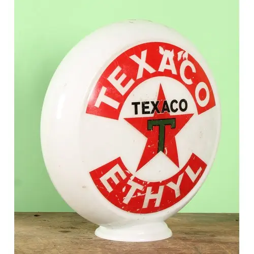 Advertising - Petroliana - a vintage glass circular petrol p...