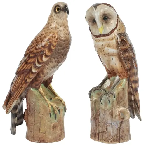 Ernst Bohne & Söhne, two porcelain birds, Germany, circa 188...