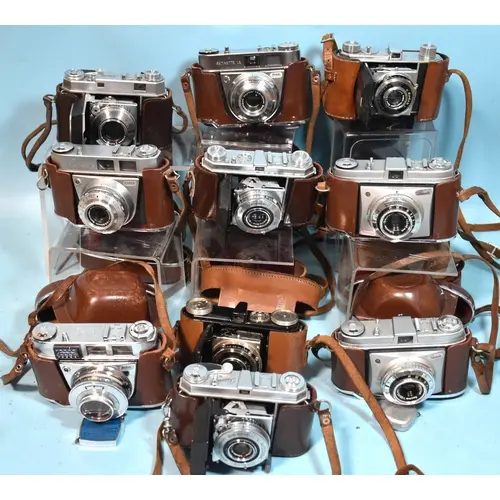 Ten cameras by Kodak, including Retinettes IA, IB, IIA, Reti...