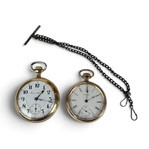 A WALTHAM GOLD PLATED POCKET WATCH Engraved to verso with a ...