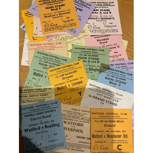 Watford Football Ticket Collection: Some great home and away...