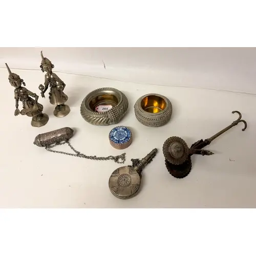 Thai white metal items together with slave bangles mounted a...