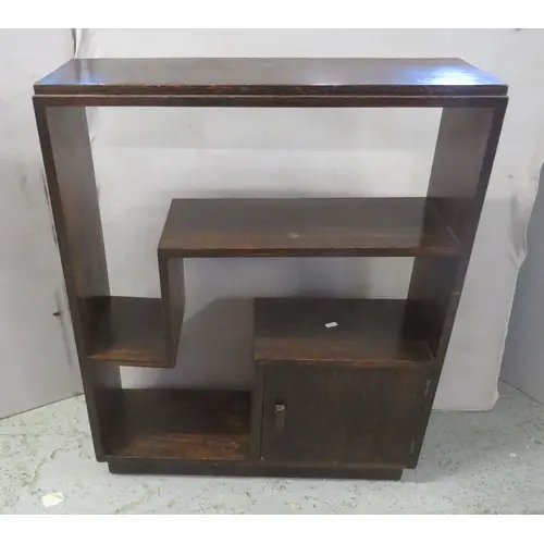 Dark Wooden Art Deco Style Bookcase with stepped open shelve...