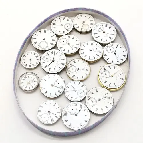 16 x pocket watch movements inc J W Benson, Harris Stone (Le...