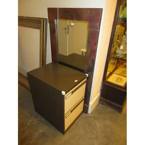 Two Drawer Filing Cabinet and a Large Mirror