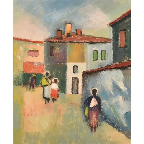 Pranas Domšaitis (1880-1965) South African. Figures in a Str...