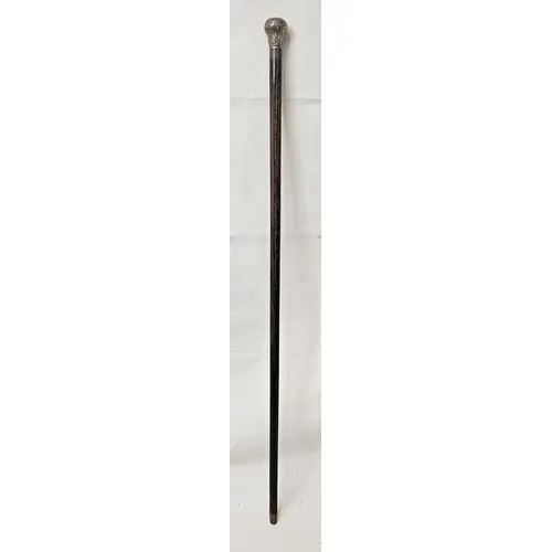 Antique Hallmarked Silver Topped ebonised evening cane, orna...