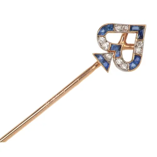 Georges Le Saché, an Art Deco sapphire and diamond stick pin...