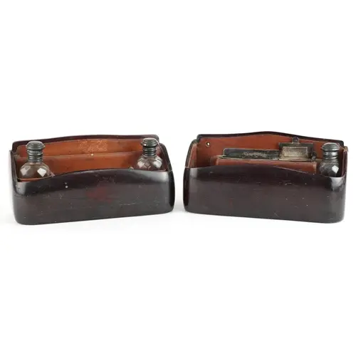 Early 20th century desk tidy and smoker's companion set, the...