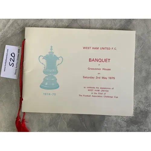 West Ham 1975 FA Cup Final Football Menu: Held in London the...