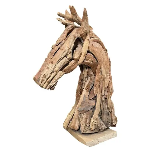 A large contemporary driftwood sculptural model of a Horse's...