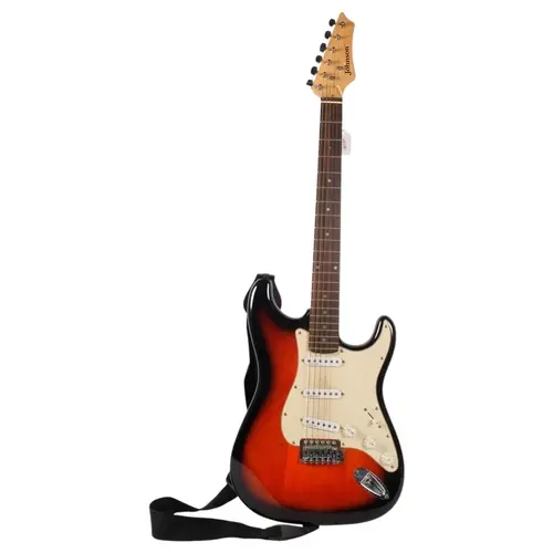 A Johnson 6-string electric guitar, and associated soft case
