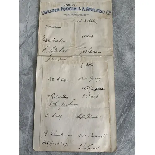 1933 - 1934 Chelsea Football Team Autographs: 20 signatures ...