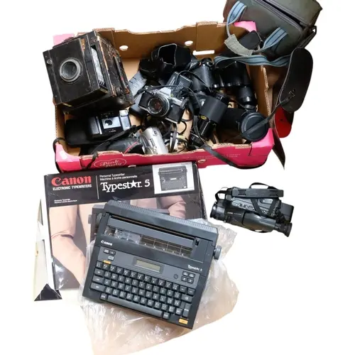 A Canon Typestar typewriter, various cameras, etc