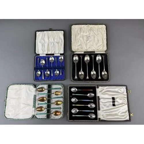 Silver: a set of six Onslow pattern teaspoons by Elkington &...