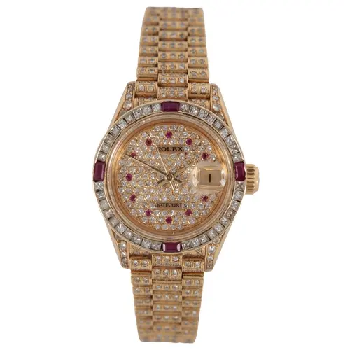 A lady's late 1980's 18ct gold Rolex Datejust automatic wris...