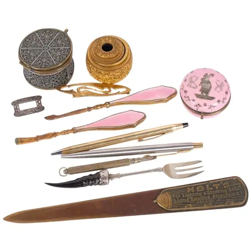 A group of various items, including a small French gilt-bras...