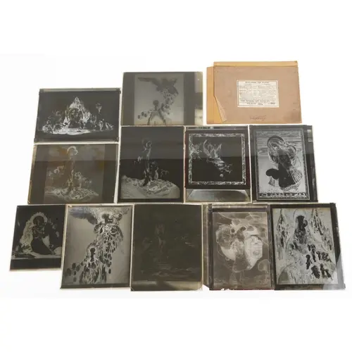 Collection of Asian black and white glass photography slide ...