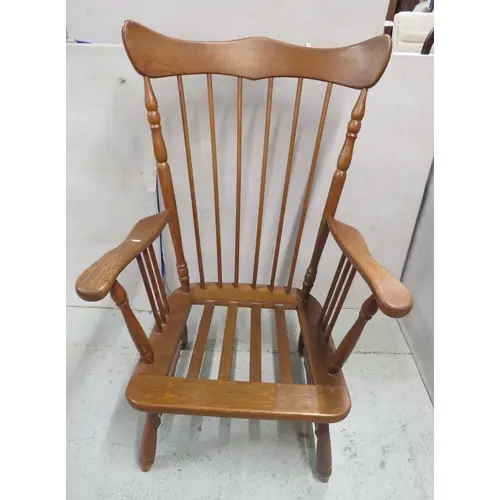 Vintage Dark Wooden Spindle Back Country Farmhouse Style Arm...