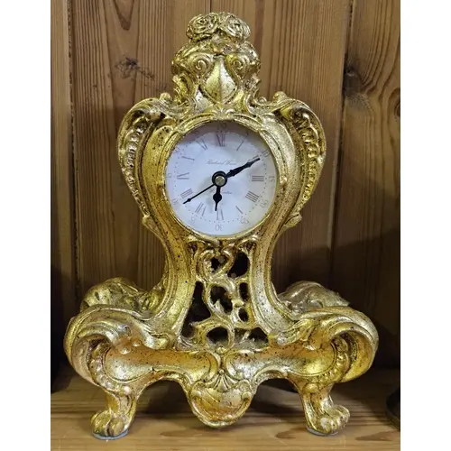 Gilt Composition Rococo Style Mantel Clock, Roman Numerals, ...
