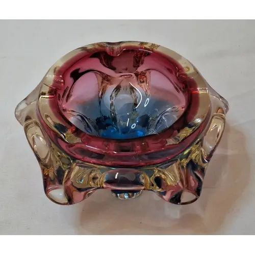 Mid Century Glass Bowl/ashtray Czechoslovakian Josef Hospodk...