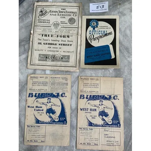 1950s West Ham Away Football Programmes: Includes 47/48 Ches...