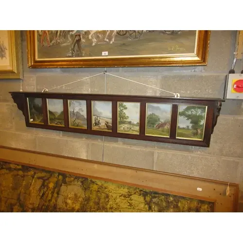 Early 20th Century Oak Wall Shelf Set with Small Oil Paintin...