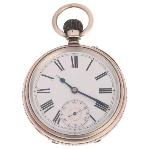 A 19th century Swiss silver open-face keyless pocket watch, ...