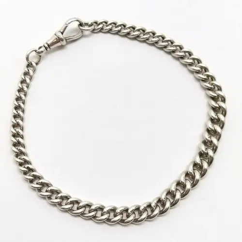 Antique silver hallmarked graduated albert chain bracelet - ...