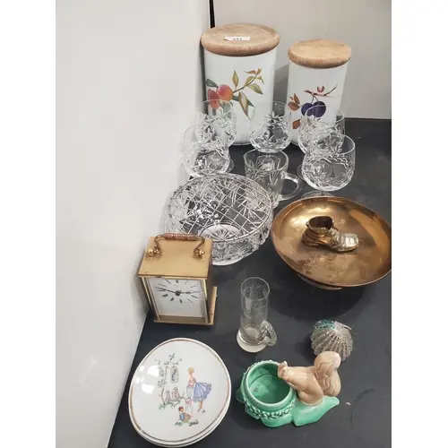 Two Royal Worcester 'Evesham' Preserve Jars, various crystal...