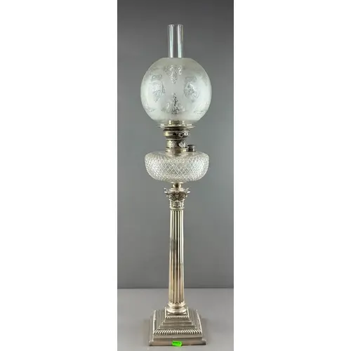Decorative Arts: a 19th century silver plated Corinthian col...