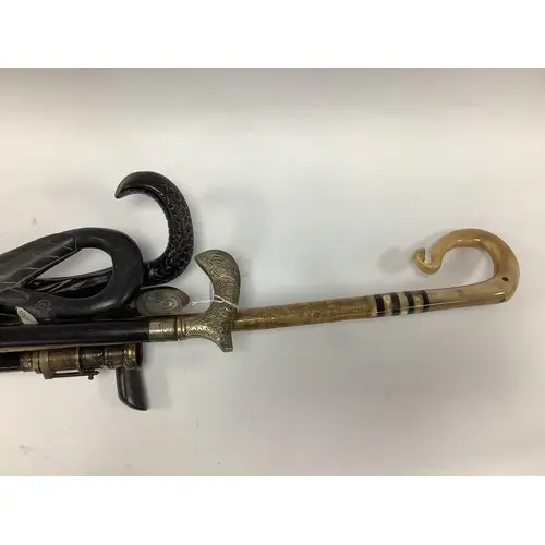 Seven Vintage Walking Sticks and Canes, including horn-handl...