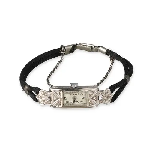 AN ART DECO LADIES PLATINUM COCKTAIL WATCH