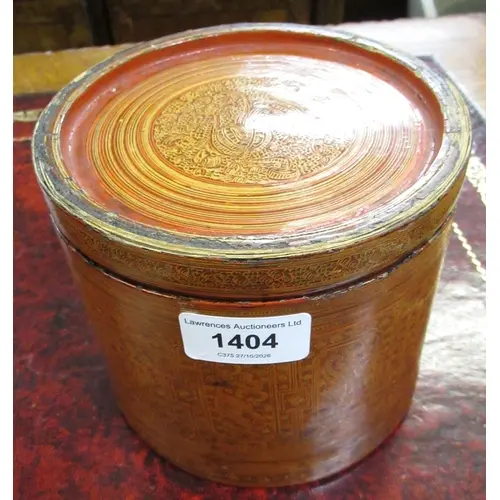 Kashmiri cylindrical lacquer box, having three inner trays, ...