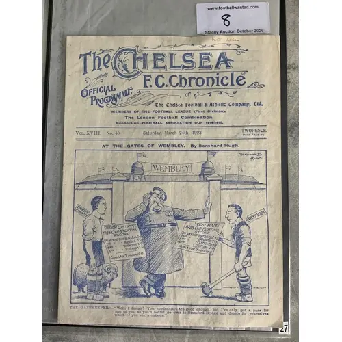 1923 FA Cup Semi Final Football Programme: Derby County v We...