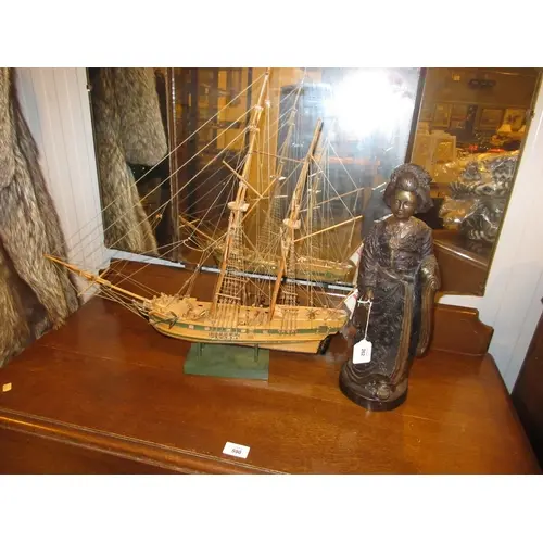 Patinated Bronze Figure of a Geisha, 41cm, and a Model of a ...