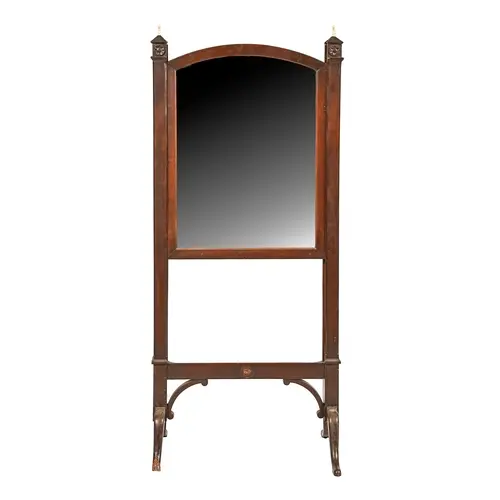 An early Victorian cheval mirror, with parched and bevelled ...