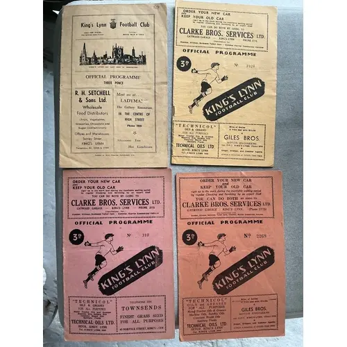 Kings Lynn Home Football Programmes: Includes 48/49 Gorlesto...