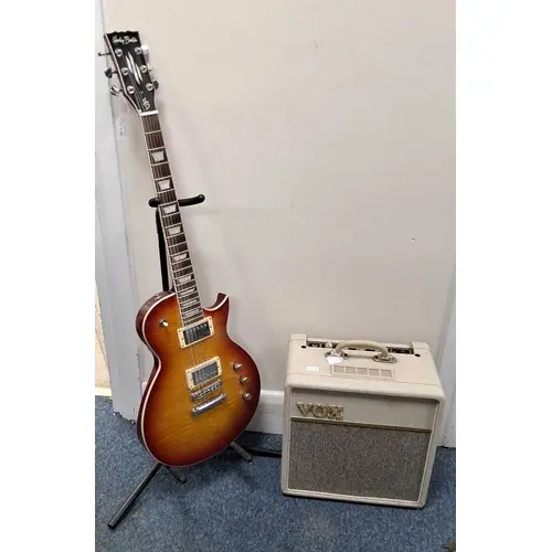 A HARLEY BENTON SC CUSTOM LINE II ELECTRIC GUITAR AND VOX AM...